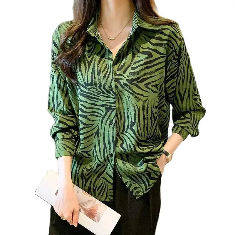 New elegant printing blouses casual daily Ladies' Shirts Fashion Women's Button-Down Tops blusa mujer