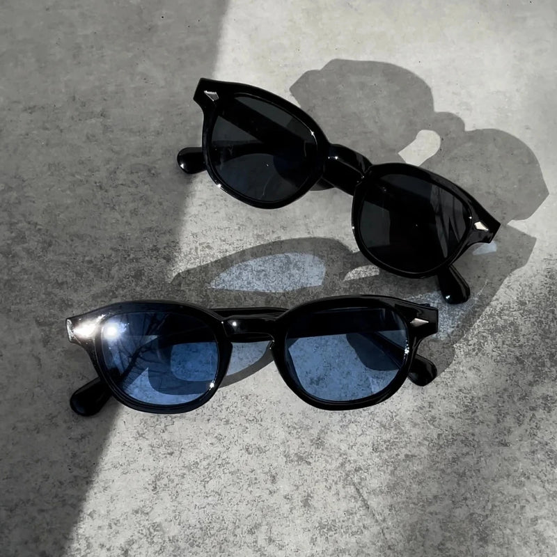 Vintage Tortoise Shell Round Sunglasses Women Men 2024 Brand Design Retro Rivet Yellow Blue Lens Square Sun Glasses Female UV400