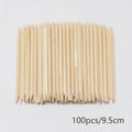 Lurayee Nail Cuticle Pusher Orange Wood Sticks Nail Manicures Remover Wooden Design Nail Gel Polish Drawing Stick for Nail Art