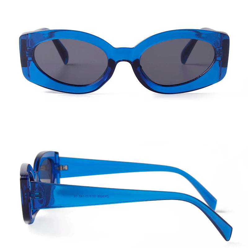 Fashion Green Rectangle Sunglasses Women 2023 Brand Designer Blue Oval Frame Vintage Men Sun Glasses Shades Eyewear Female UV400