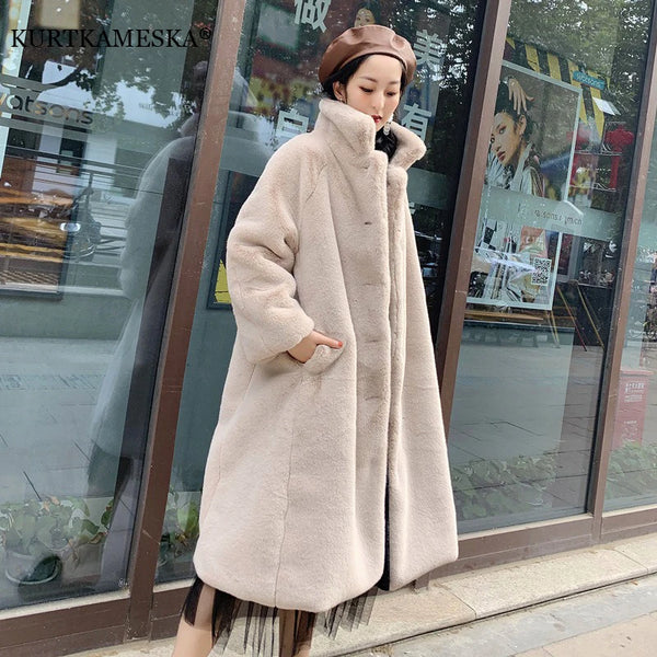 Winter Coat Women Mink Fur Loose Jacket Fur Coat Korean Style Oversized Streetwear Female Plush Cardigan Outwear Jackets