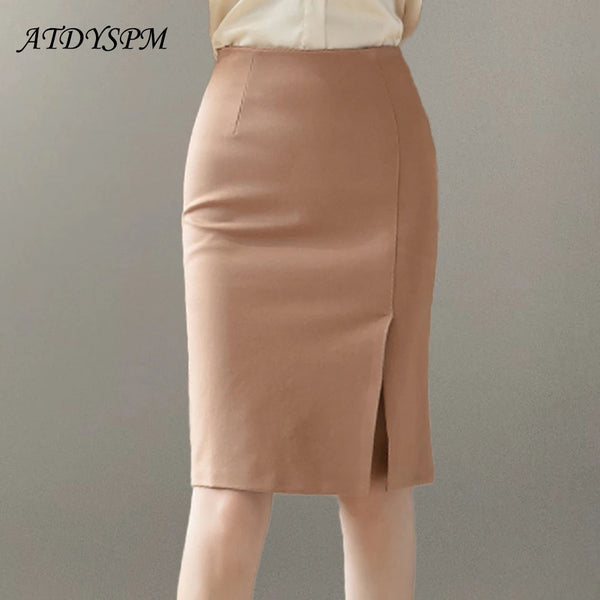 Ladies Simple OL Style Office Pencil Skirts Elegant All-Match High Waist Slim Women Skirts Female Classic Vintage Casual Bottoms