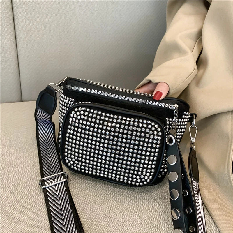 Women Bag Casual Travel Crossbody Shoulder Bags For Women Fashion Rivet Waist Pack Leisure Luxury Designer Handbag Femael Bags