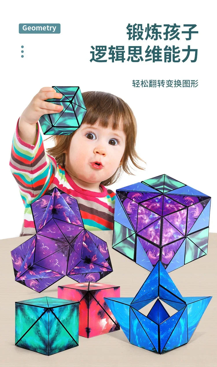 Variety Geometric Changeable Magnetic Magic Cube Anti Stress 3D Hand Flip Puzzle Cube Kids Stress Reliever Fidget Toy