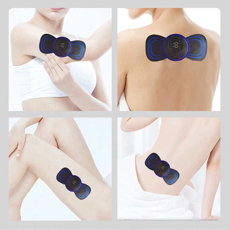 Mini Rechargeable Neck Massager Portable Electric Neck Massage Cervical Massage Patch 8 Modes 19 Level Relieve Muscle Fatigue
