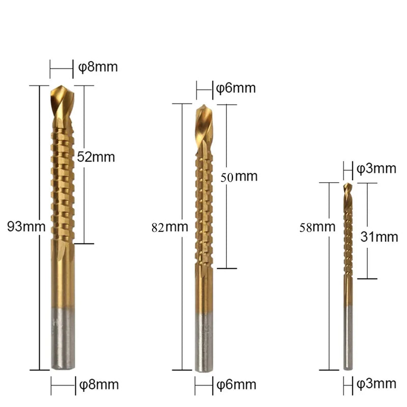 6Pcs Step Drill Bit Saw Drill Bit Set Titanium Milling Cutter 4-12 4-20 4-32mm 3 6 8mm For Woodworking Metal Core Hole Opener