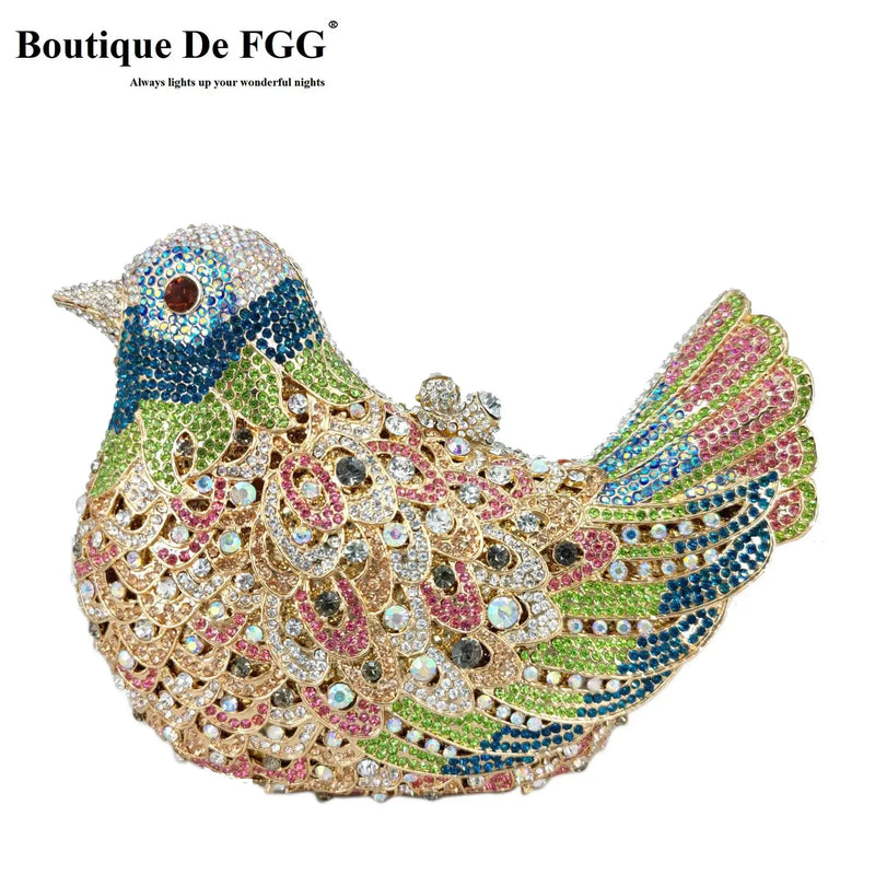 Boutique De FGG (in stock) Bird Crystal Clutch Evening Bags for Women Formal Party Rhinestone Handbags Wedding Minaudiere Purses