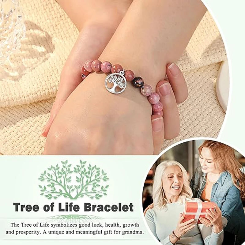 Tree of Life Bracelet for Women Lady,  Natural Stone Bracelet Gifts for Grandma, Birthday Christmas Wedding Mothers' Day Gifts