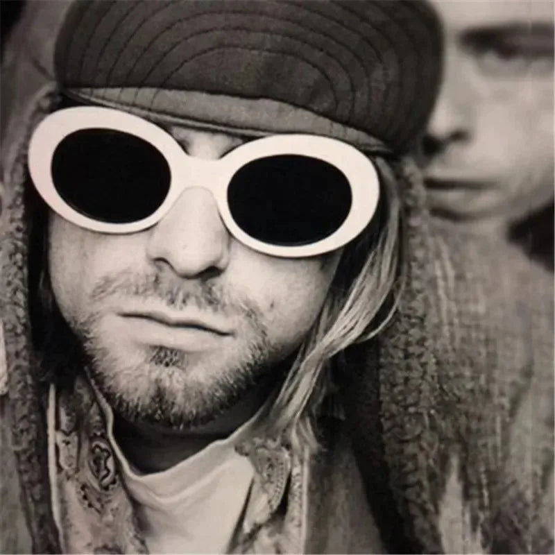 Punk Female Clout Goggles Kurt Cobain Eyeglasses Men Oval Sunglasses Women Unisex Hip Pop Sun Glasses Lady Oculos UV400 2024 New