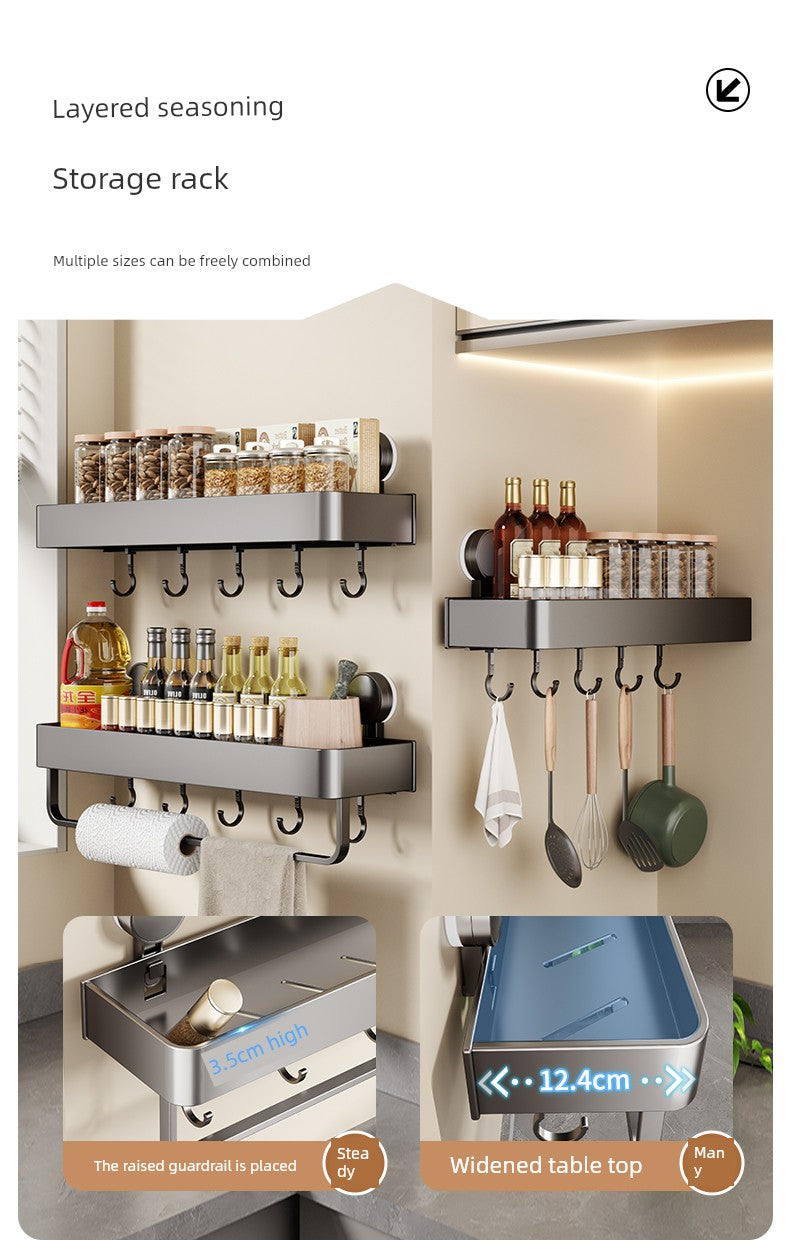 Suction Cup Punch-Free Wall Condiment Hook Rack