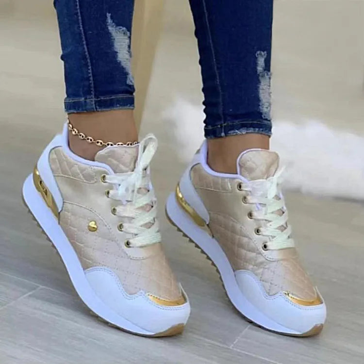 2022 Women Sneakers Mesh Patchwork Lace Up Ladies Flats Outdoor Running Walking Shoes Comfortable Breathable Female Footwear