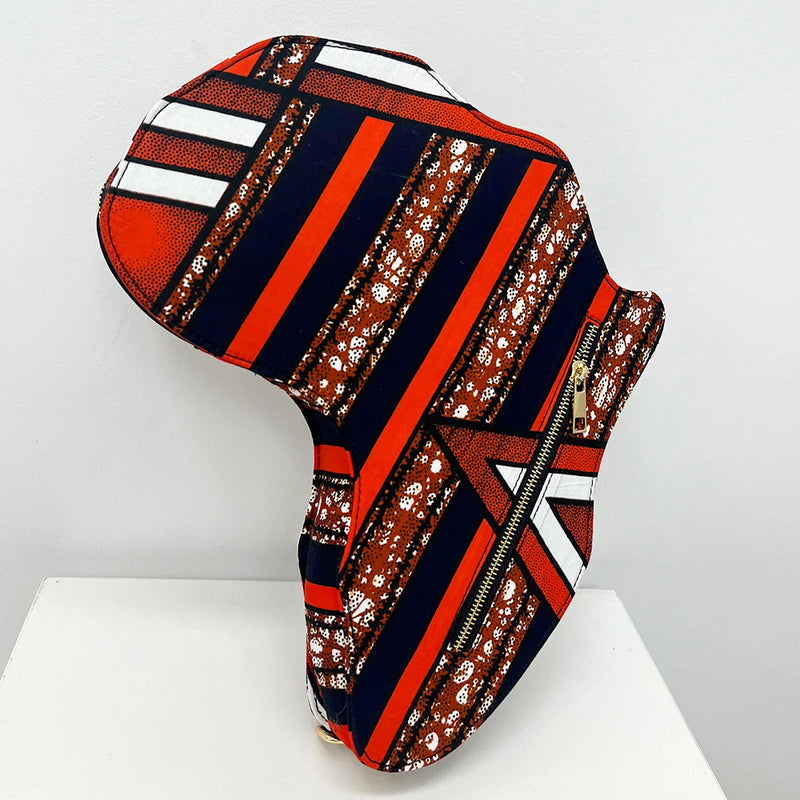 Fashion Bag Woman Inclined Bag African Map Bag High Quality Ankara Bag Traditional Print Bag Cotton Wax Print Material Lady Bag