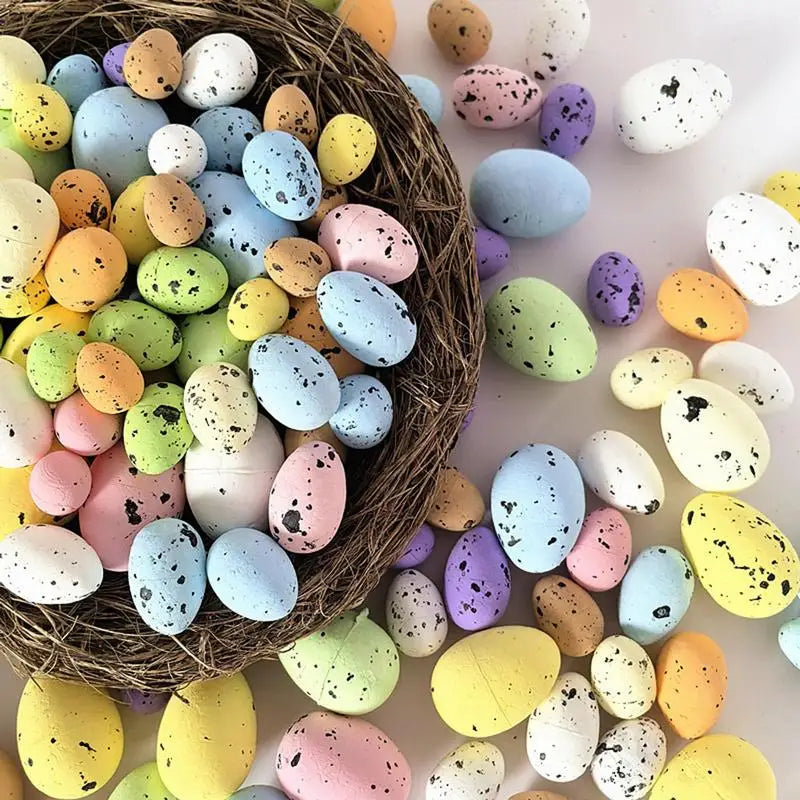Tiny Easter Decorations Eggs 100X Decorative Speckled Foam Easter Eggs Ornaments Colorful Dots Tiny Foam Eggs Easter Eggs For