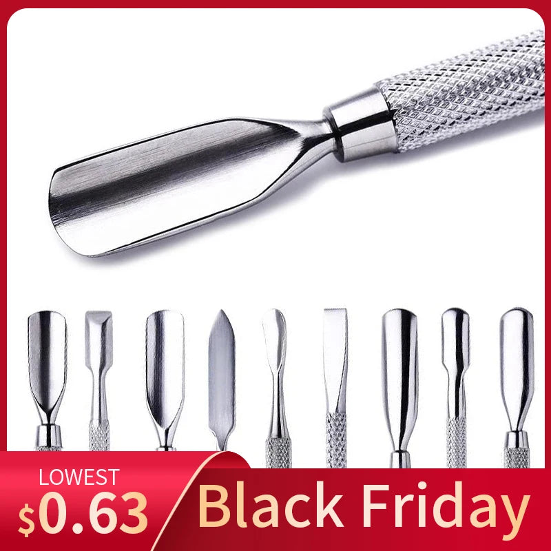 1pcs Double-ended Stainless Steel Cuticle Pusher Dead Skin Push Remover For Pedicure Manicure Nail Art Cleaner Care Tool