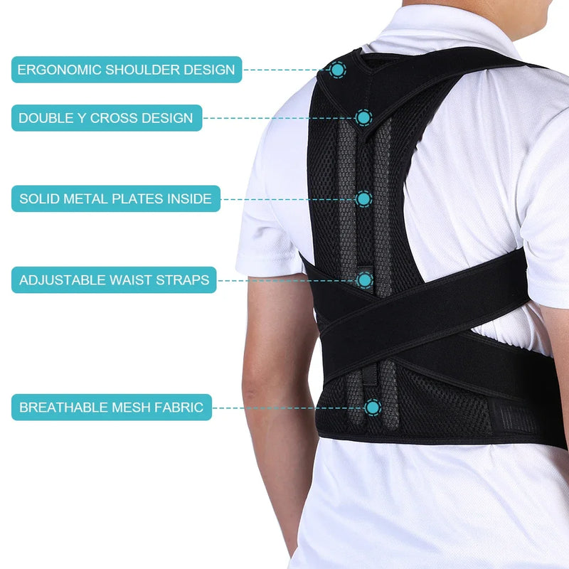 Reinforced Belt Lumbar Column Posture Corrector Vest  Adjustable Back Support Strap Shoulder Spine Brace Neck Stretcher Trainer