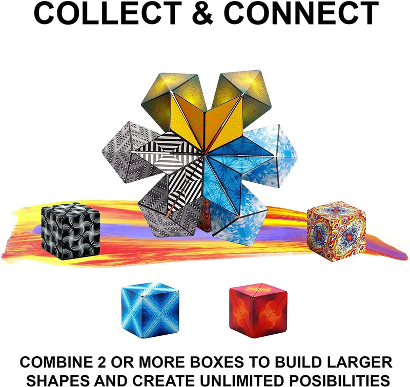 NEW Geometric Changeable Magnetic Magic Cube Anti Stress 3D Hand Flip Puzzle Cube Kids Stress Reliever Fidget Toy Cube