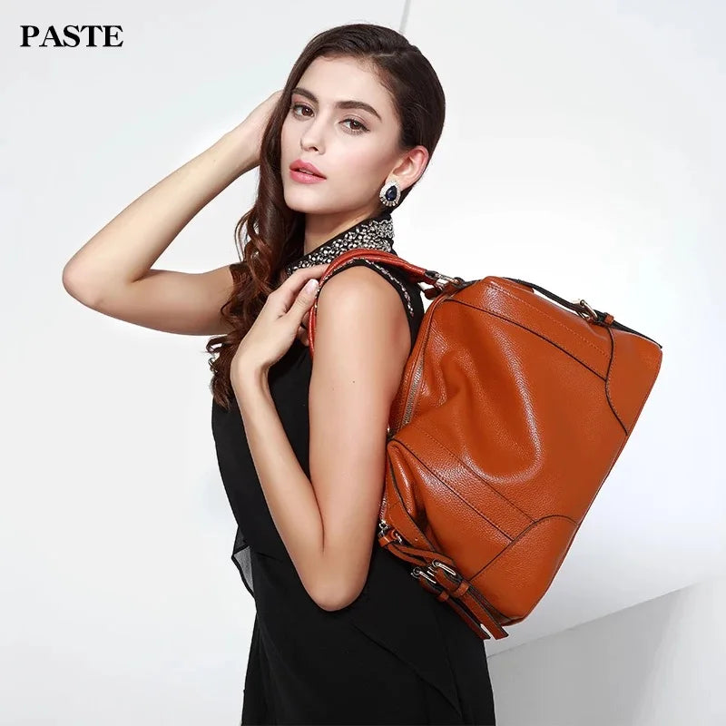 PASTE Ladies Handbag Large Big Shoulder Bag for Women Brand Designer Tote Bag 100% Real leather Travel Bag Light Gold Buckle