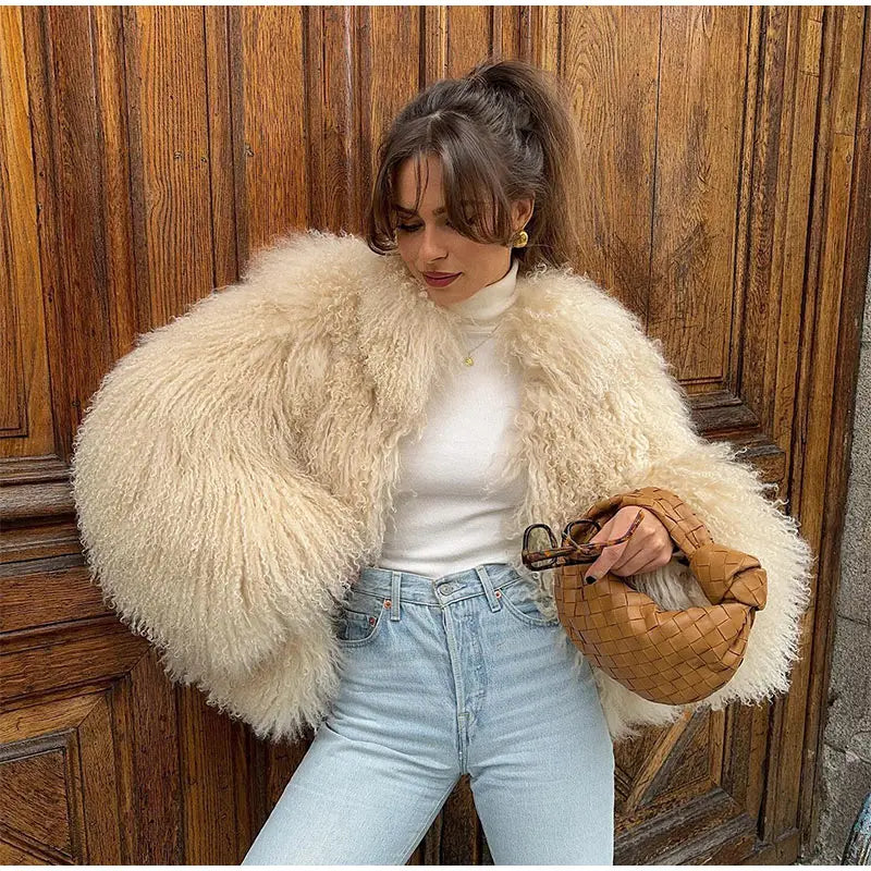 Luxury Winter Loose Women's Thick Fluffy Faux Fur Coats Fashion Solid Cropped Oversized Warm Jacket 2024 New Lady Chic Outerwear