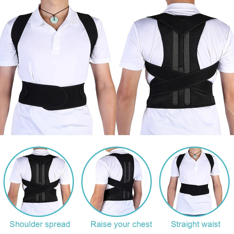 Reinforced Belt Lumbar Column Posture Corrector Vest  Adjustable Back Support Strap Shoulder Spine Brace Neck Stretcher Trainer