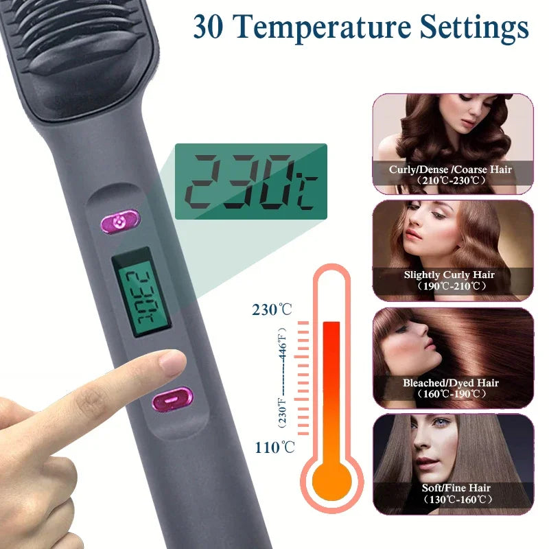 Electric Multifunctional Straight Hair Straightener Comb Hot Comb Negative Ion Anti-Scalding Styling Tool Straightening Brush