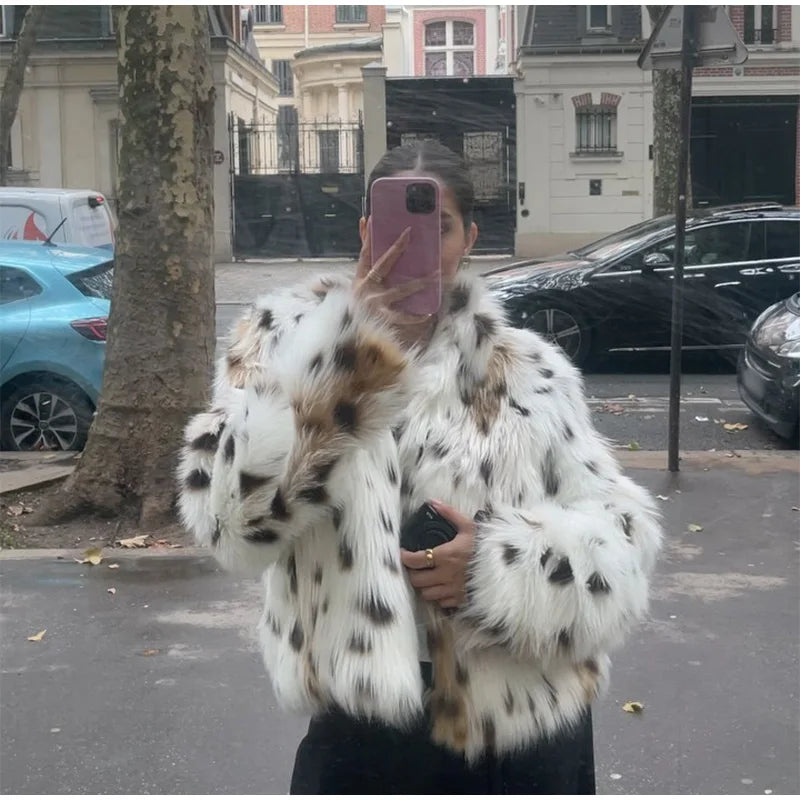 Luxury Winter Loose Women's Thick Fluffy Faux Fur Coats Fashion Solid Cropped Oversized Warm Jacket 2024 New Lady Chic Outerwear