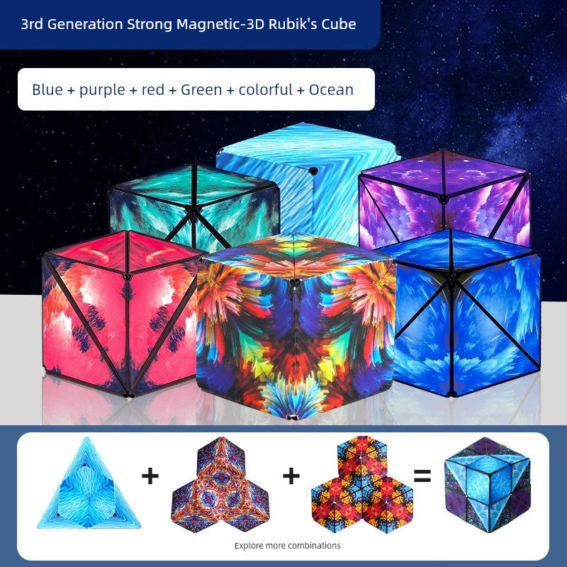 Variety Magnetic Cube Infinite Flip Deformation 3D Geometric Three-Dimensional Thinking Training Kids Educational Toy Boy