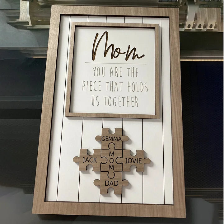 Personalized Family Photo Wooden Craft with  Family Names and You Are The Piece That Holds Us Together  Mothers Day Gift