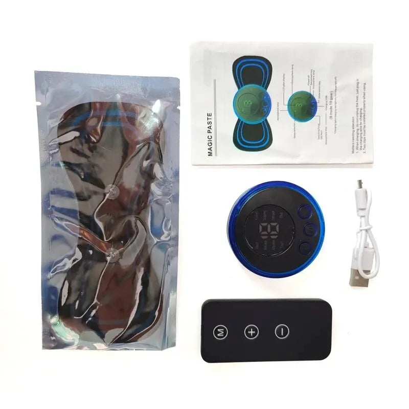 Mini Rechargeable Neck Massager Portable Electric Neck Massage Cervical Massage Patch 8 Modes 19 Level Relieve Muscle Fatigue