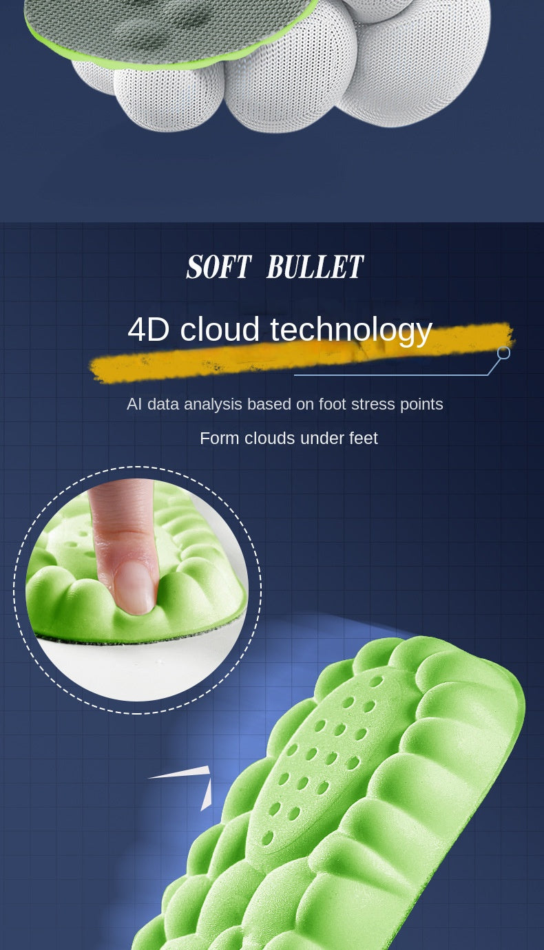 4D Massage Shoes Insoles Super Soft Latex Sports Insole for Feet Running Basket Shoe Sole Arch Support Orthopedic Inserts Unisex