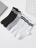 6 Pairs Middle Tube Socks For Men And Women Solid Colour In White and Black Fashion Sweat Absorption Breathable and Casual