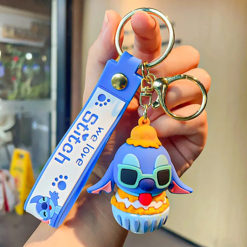 New Anime Disney Keychain Cartoon Mickey Mouse Minnie Lilo & Stitch Cute Doll Keyring Ornament Key Chain Pendant Kids Toys Gifts