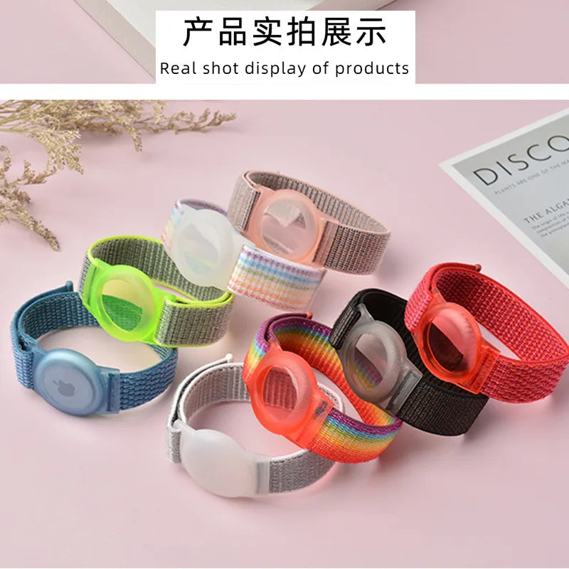 For AirTags Bracelet Anti-lost Nylon Protective Sleeve Design Apple Airtag Tracking Locator Wristband