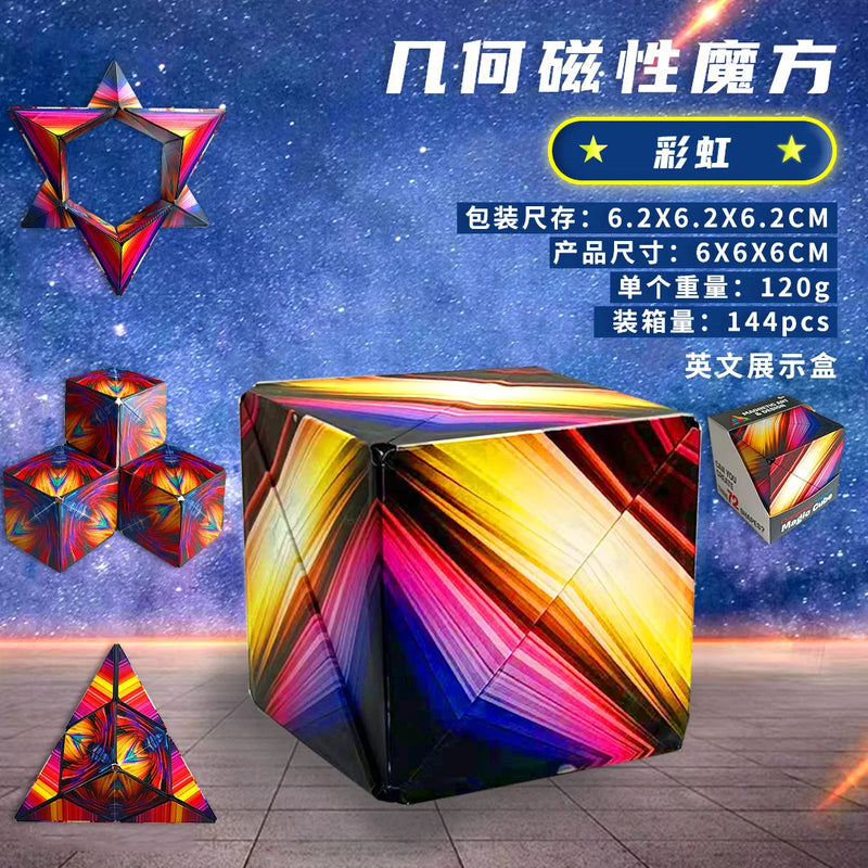 Variety Geometric Changeable Magnetic Magic Cube Anti Stress 3D Hand Flip Puzzle Cube Kids Stress Reliever Fidget Toy