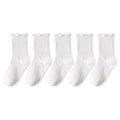 5 Pairs /Lot Socks for Women Ruffle Middle Tube Ankle Short Breathable Black White Set Spring Autumn