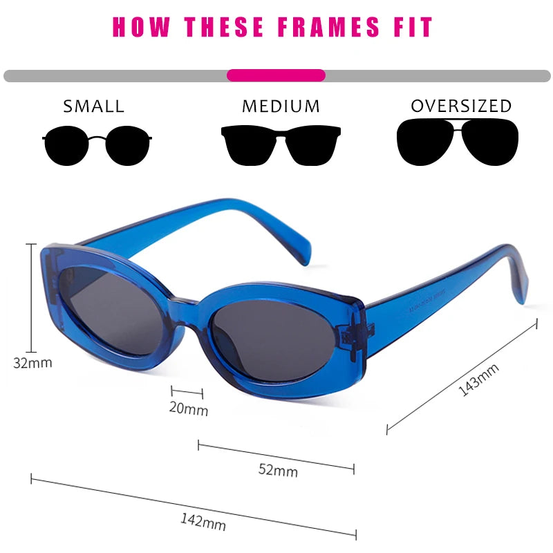 Fashion Green Rectangle Sunglasses Women 2023 Brand Designer Blue Oval Frame Vintage Men Sun Glasses Shades Eyewear Female UV400