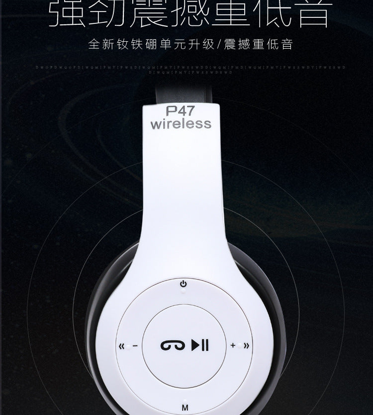 Stereo P47 Headset 5.0 Bluetooth Headset Folding Series Wireless Sports Game Headset for iPhone XiaoMi