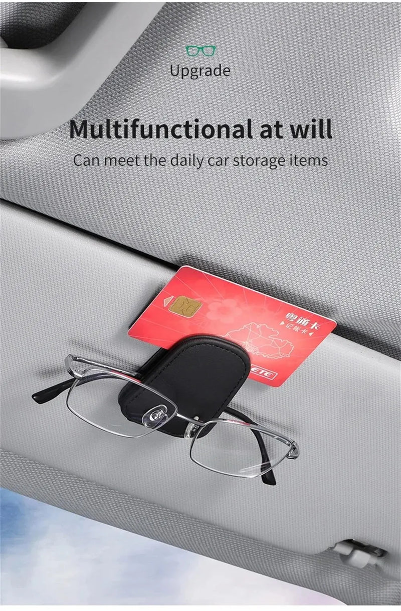 Universal Car Auto Sun Visor Eyeglass Hanger Clip Leather Glasses Holder Magnetic Multi-Function Automobile Accessories Storage