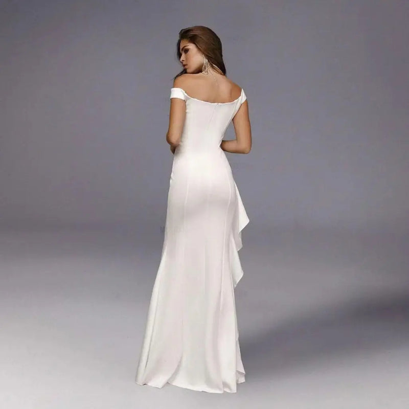 YIDINGZS Strapless Slit Satin Long Bridesmaid Dress Elegant Women Wedding Party Dress YD16655