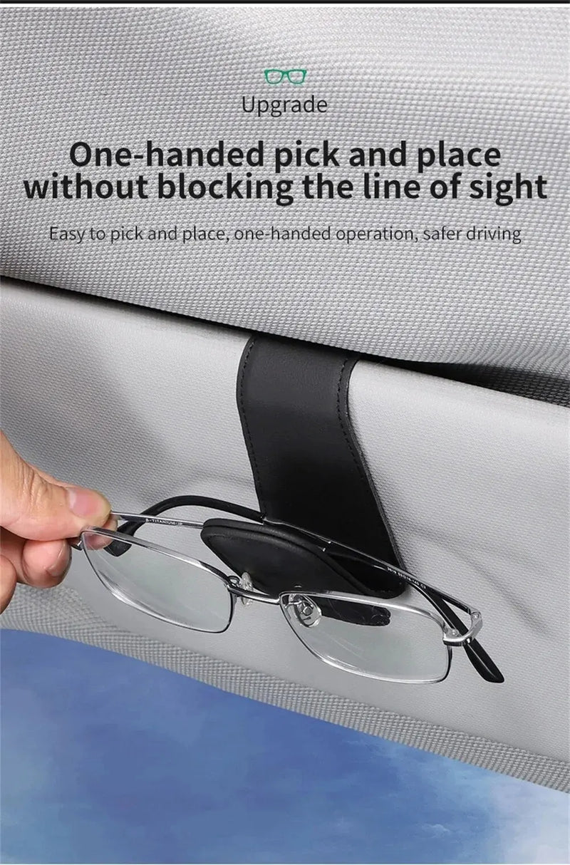 Universal Car Auto Sun Visor Eyeglass Hanger Clip Leather Glasses Holder Magnetic Multi-Function Automobile Accessories Storage