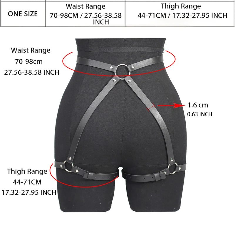 Women Sexy garter Belt Leather Harness Waists Leg Harness Thigh Harness Gothic Waist  Belt Clothing Accessory