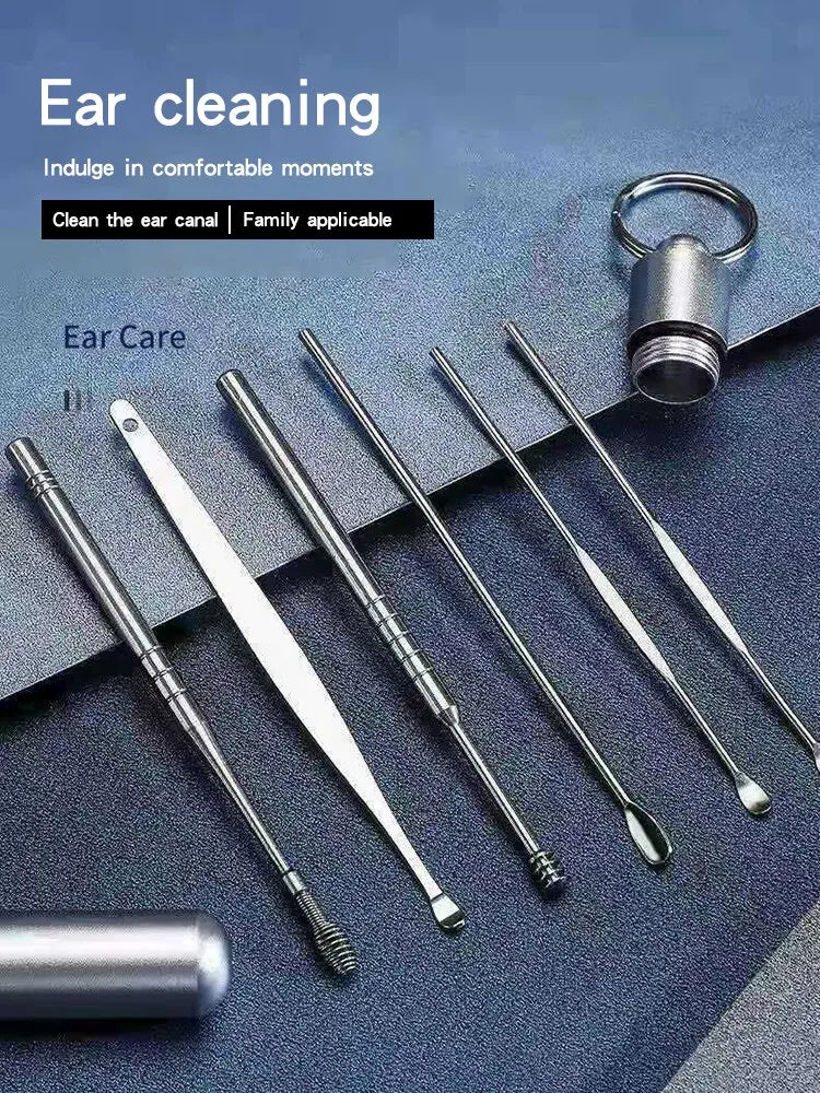 12 Piece Earpick Stainless Steel Ear Digging Tool Set Spiral Wax Remover For Perforation Cleaning Kit Cleaning Agent
