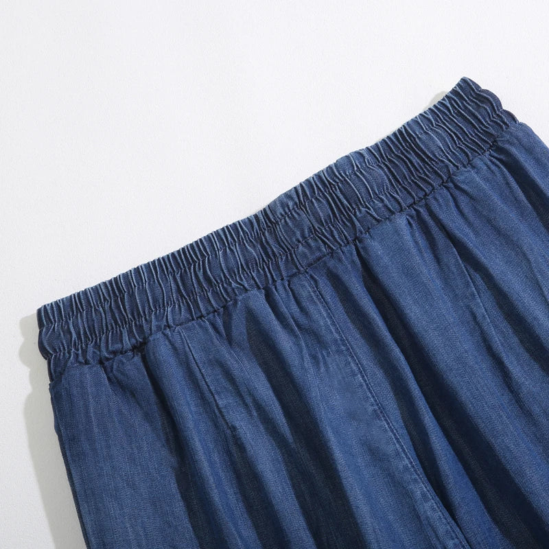 Wide-legged jeans female large size spring and summer new Korean fashion high-waisted draping soft thin section casual pants
