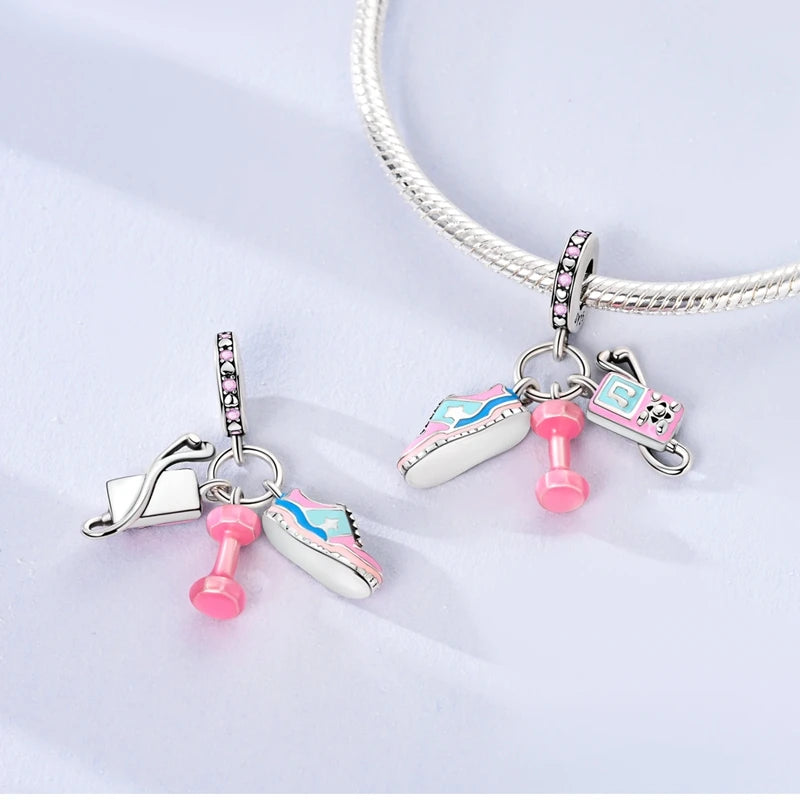 925 Sterling Silver Pink Series Charms Bow Tie Girl Cake Princess Beads Pendant Fit Original Bracelet DIY Jewelry Gift For Woman