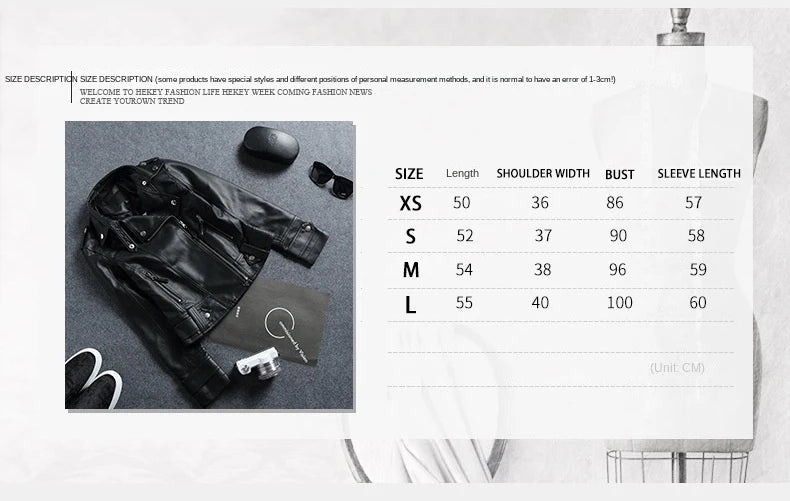 Fall Women Short Black PU Jacket Gothic Punk Style Fashion Motorcycle Leather Jacket Casual Wild Coat Goth Winter Coats