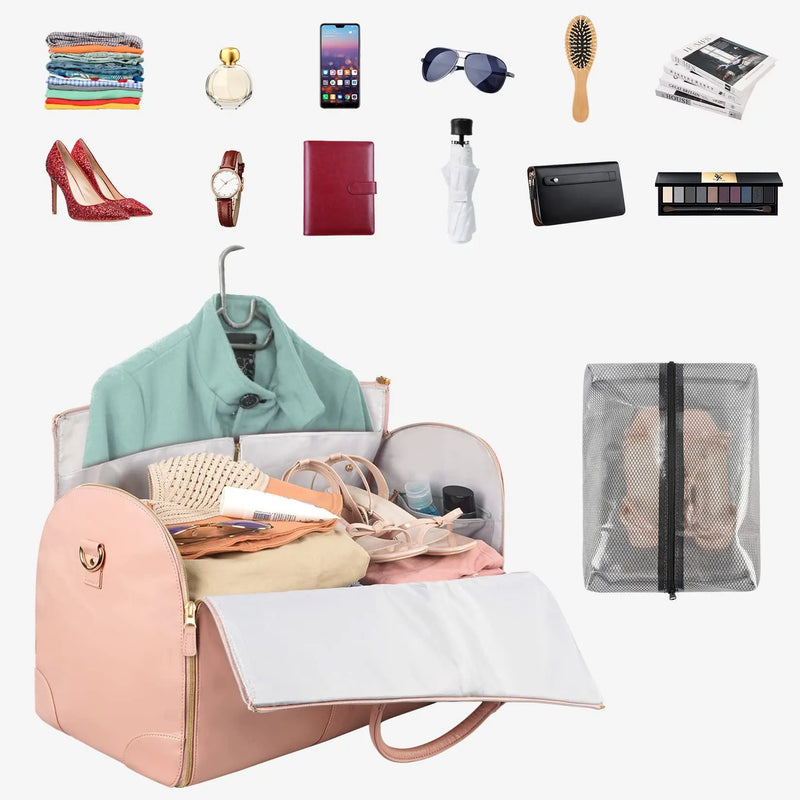 New Women's Large PU Folding Suit Storage Bag Large Capacity Hand Luggage Bag Travel Bag Multi Function