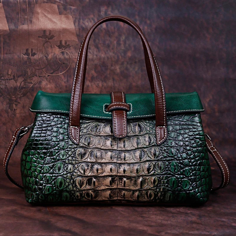 Retro Women Messenger Shoulder Cross body Bags Female Tote Bag Cowhide Crocodile Pattern High Quality Genuine Leather Handbag