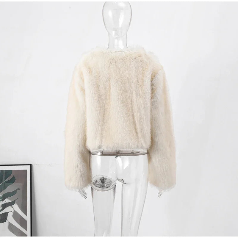 Winter Fluffy Furry Faux Fur Long Jacket Coat Women Loose Lapel Long Sleeve Thick Warm Coats Female Luxury Fashion Lady Overcoat