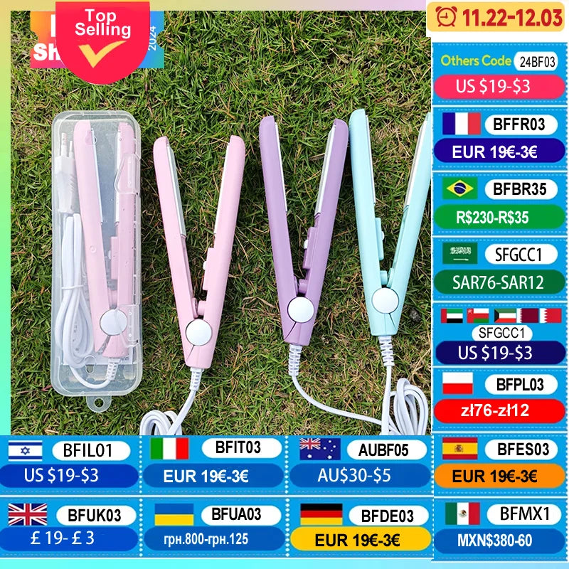 3 in 1 Hair Iron High Quality flat iron Straightening hot comb mini professional hair straightener & Curling Iron Styling Tools