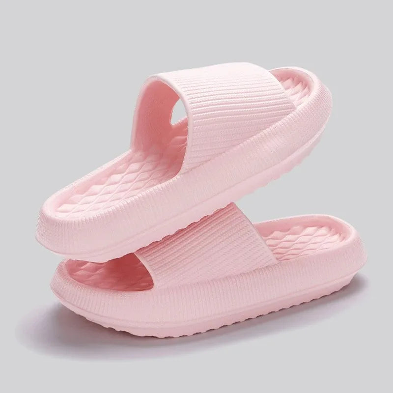 4cm Summer Non-slip Soft Cloud Slippers Women Comfy Eva Thick Platform Slides Woman Couple Bathroom Home Flip Flops