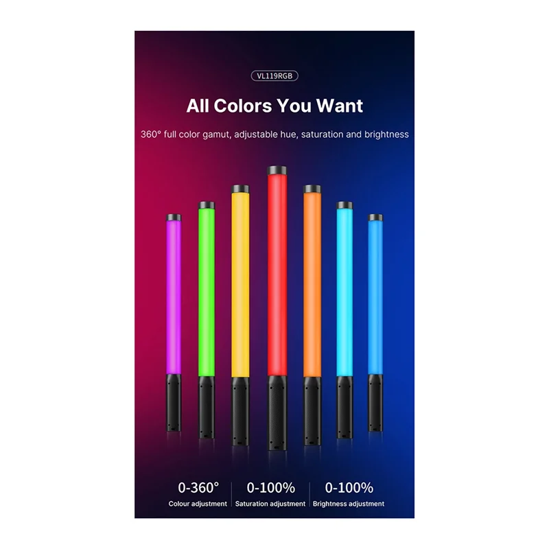 DLXY Ulanzi VL119 RGB Stick Light Handheld Light Wand LED Video Light Portable Photography Lighting Fill Lamp